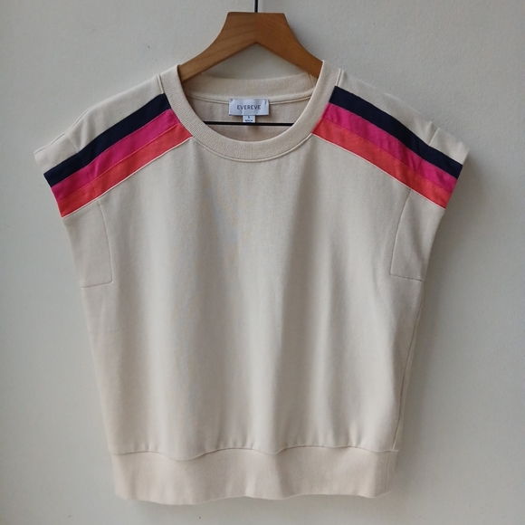 Evereve Cap Sleeve Sweatshirt Cream Women's Small - Picture 1 of 5